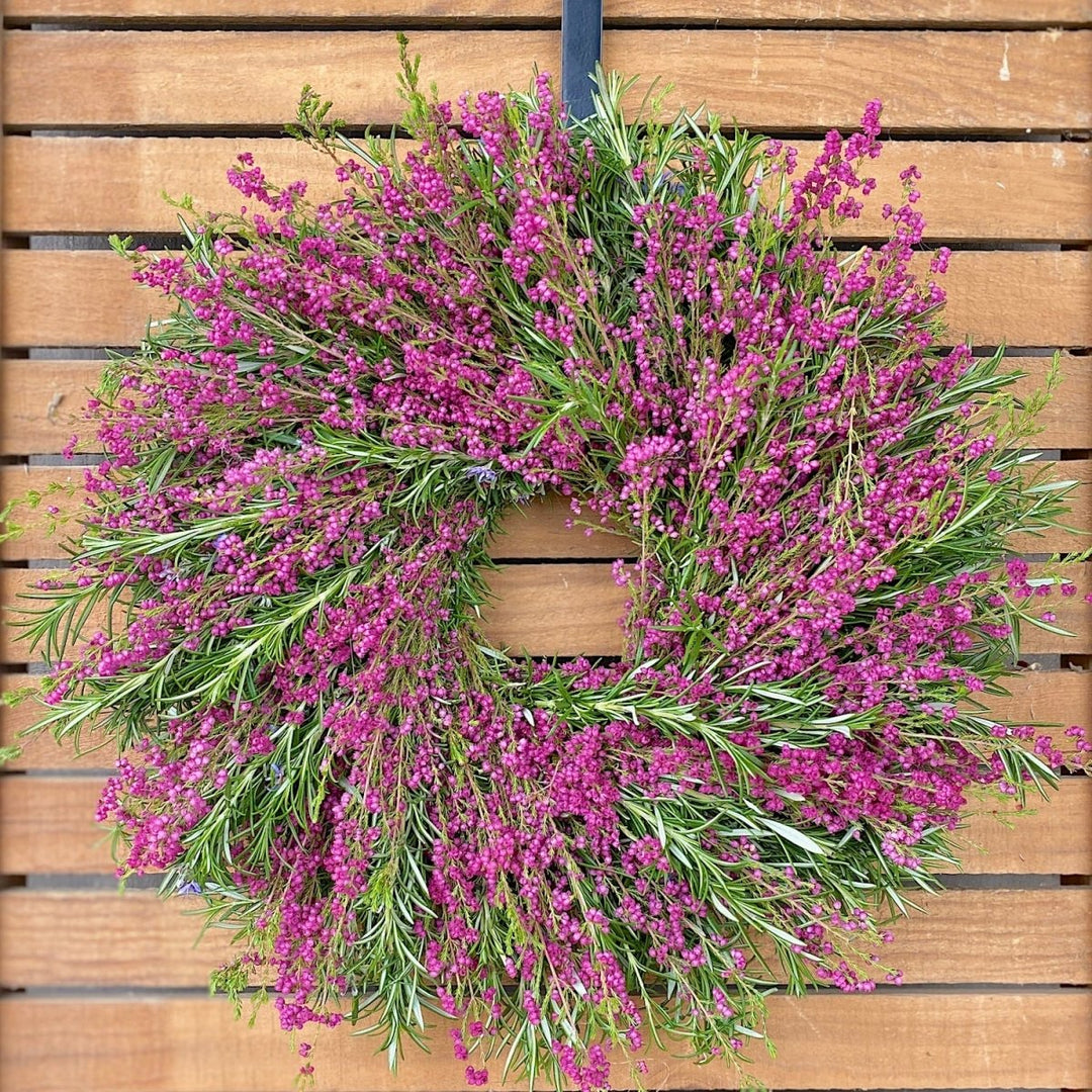 Fresh Heather and Rosemary Wreath - Creekside Farms For a limited time, enjoy fresh heather and fresh & fragrant rosemary wreath 16"