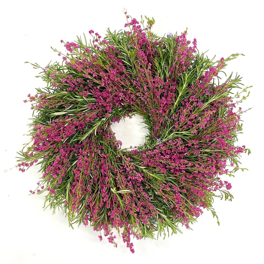 Fresh Heather and Rosemary Wreath - Creekside Farms For a limited time, enjoy fresh heather and fresh & fragrant rosemary wreath 16"