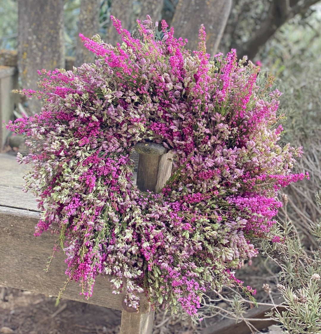 Fresh Heather & Oregano Wreath - Creekside Farms For a limited time, enjoy fresh heather mixed with oregano wreath 16"