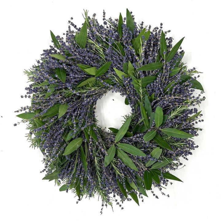 Special Edition Wedding Wreath - Creekside Farms Classic Wedding Wreath made with dried lavender, fresh rosemary and bay 14"/18"/22"