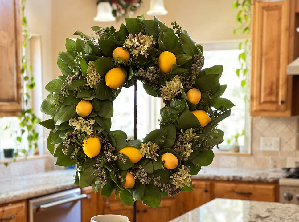 Wreath on table