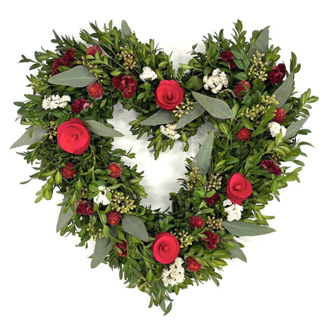 Red and White Wreath Funeral Wreath in Sonora, CA - BEAR'S GARDEN FLORIST