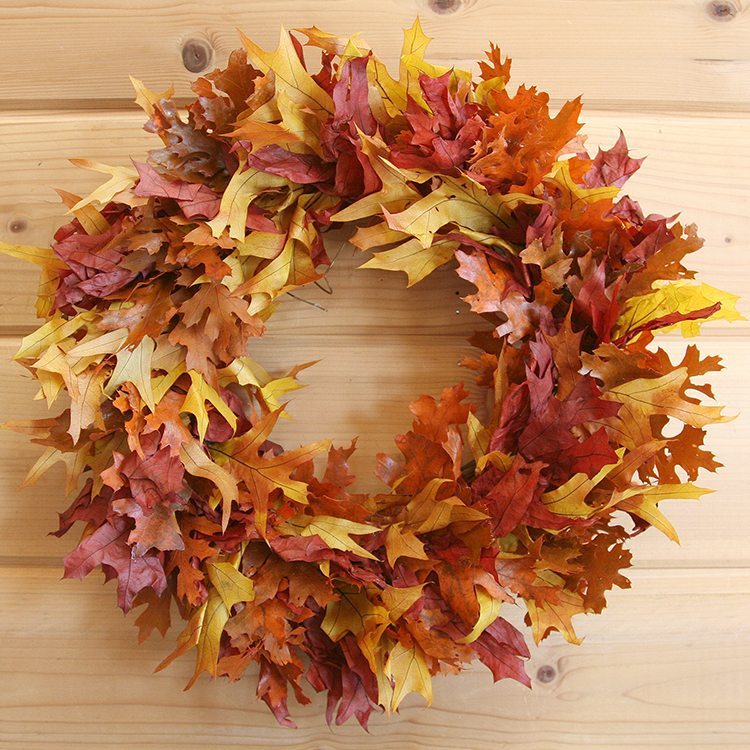 Fall Leaf Wreath - Creekside Farms A delicate balance of warm autumn leaves 18"