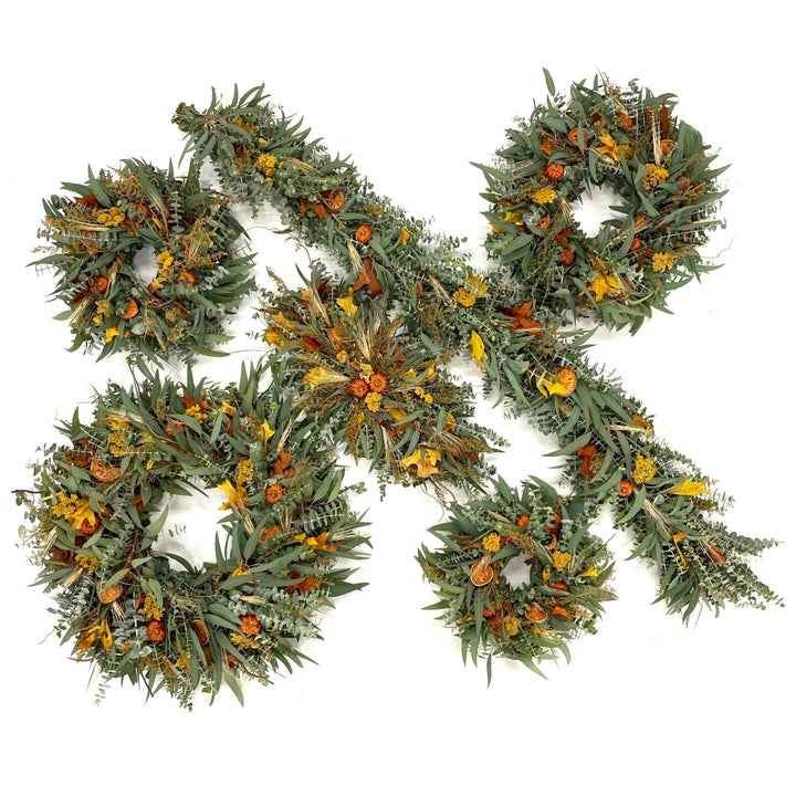 Fresh and Fragrant Garland 6' - Creekside Farms Handmade with fresh eucalyptus, cherry peppers, quince slices and wheat garland 6'