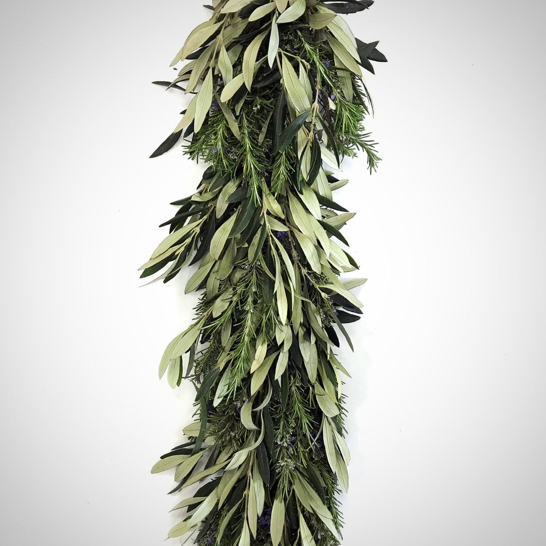 Fresh Rosemary and Olive Garland 6' - Creekside Farms Subtle use of fresh rosemary and olive branches garland 6'