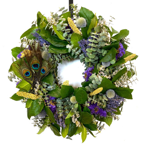 Safflower and Marjoram Handmade Natural Herb Wreath by Creekside Farms
