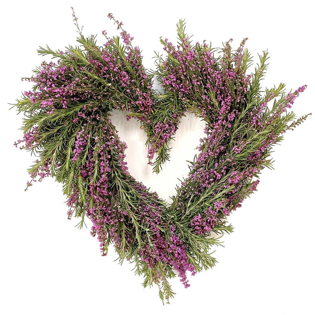 Rosemary and Heather Heart Wreath - Creekside Farms Enjoy the fresh heather and rosemary heart wreath 15"