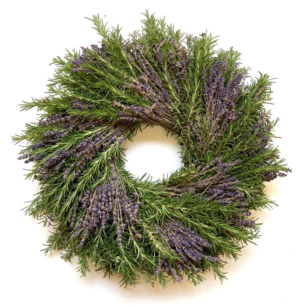 Rosemary and Lavender Wreath - Creekside Farms Handmade with fresh rosemary and dried lavender fragrant wreath 16"