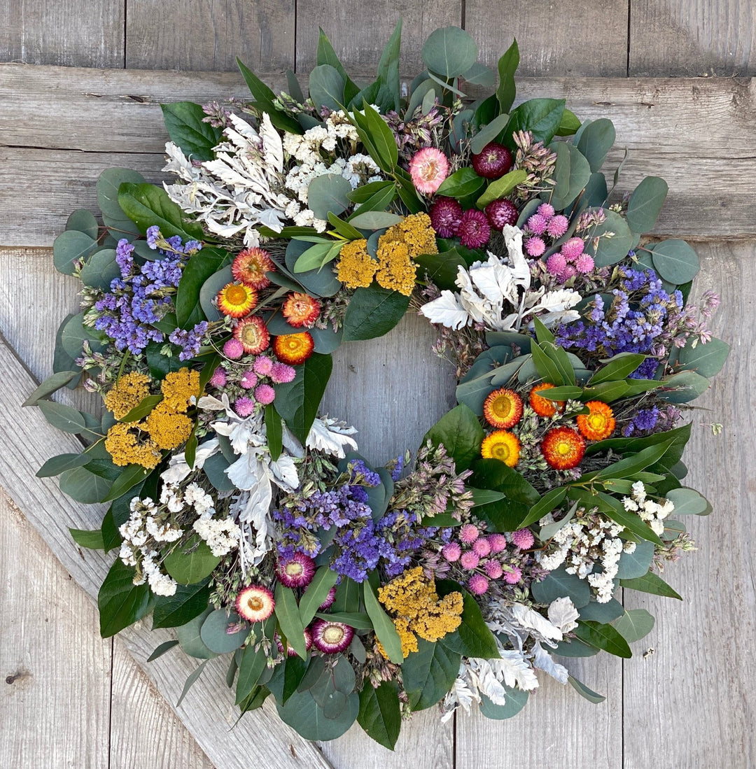 Special Edition Floral Wreath - Creekside Farms Handmade with fresh greenery and dried flowers and herbs wreath 22"/26"