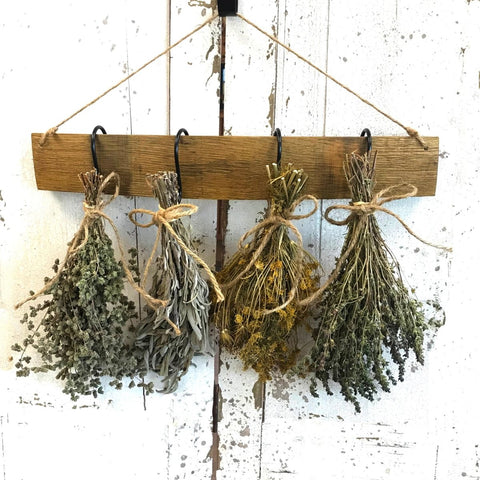 Wine Stave with Herb Bouquets - Creekside Farms Gorgeous array of marjoram, sage, oregano, dill, savory or fresh rosemary 18" long